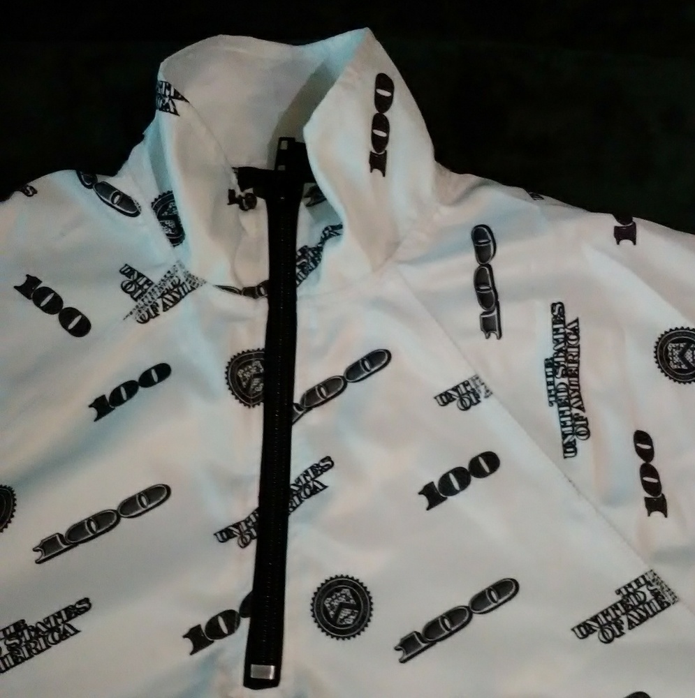 USA 100s blk/wht polyester zipper jacket